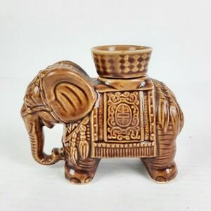 🛍Ceramic Brown Elephant Oil Candle or Tea Light Holder 5.5" X 5" Tall